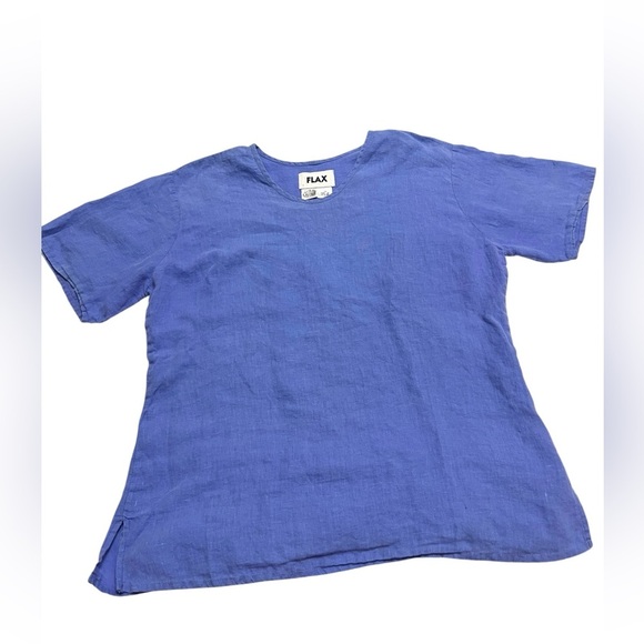 Women’s Flax Brand Linen Casual Top Periwinkle Size Large - Picture 1 of 7